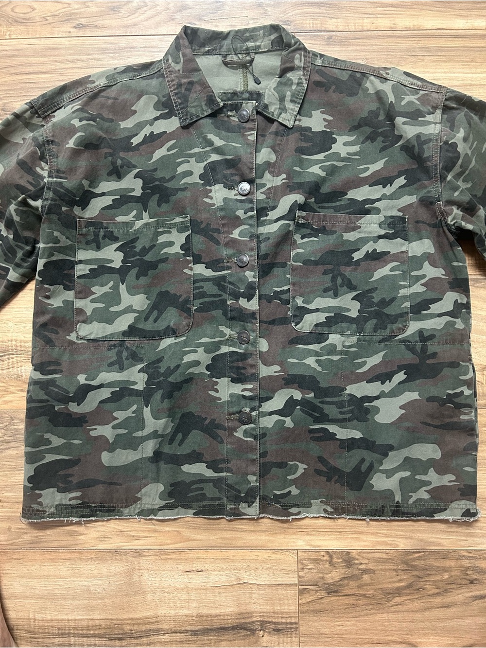 Suzanne Betro Green Camo Utility Jacket